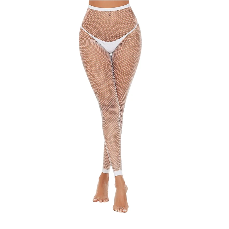 White High Waisted Pantyhose for Women Lingerie Solid Color Lady Nine-point Legging Fishnet Thigh High Stockings Female Tights
