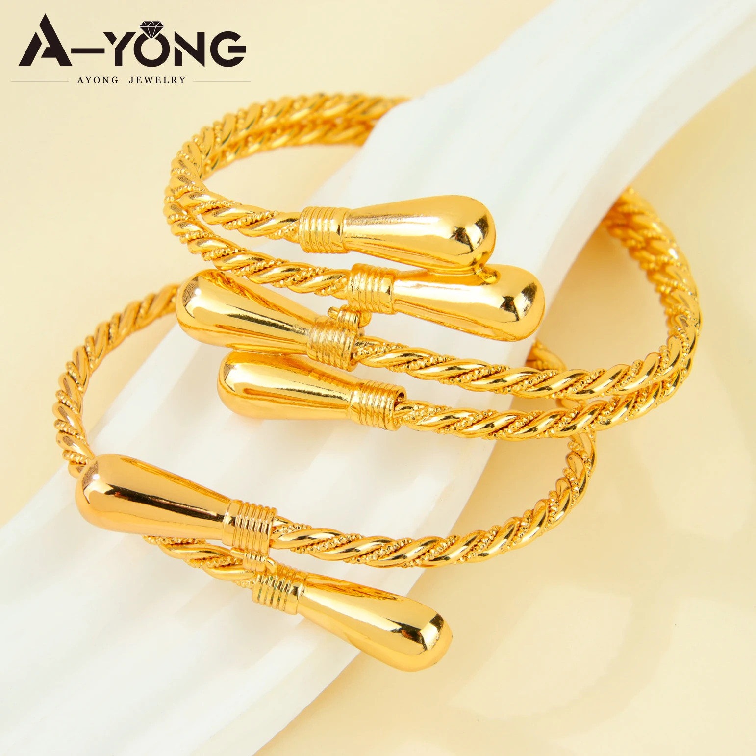 

Arabic Muslim Irregular Double Layer Bracelet 21k Gold Plated Nigeria Bridal Fashoion Open Bangles Dubai Women Vintage Jewelry