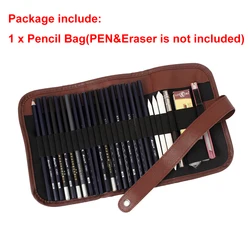 24 Pencil Case brush pen pouch for artist students office school bag Retro Canvas Artists holes roll 1PCS