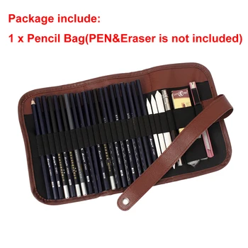 1 個 24 鉛筆ケース穴ロールブラシペンポーチアーティスト学生オフィススクールキャンバスアーティスト