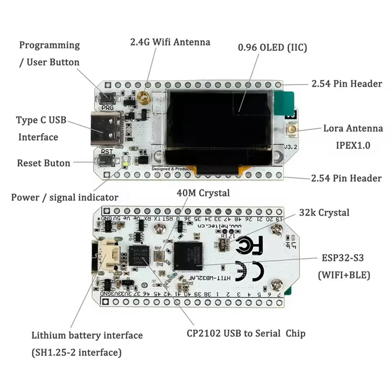 ABGG-Heltec Lora Kit ESP32-S3 WIFI BT Lora32 V3 863-928Mhz SX1262 ESP32 Lora Dev-Board 0.96 بوصة OLED