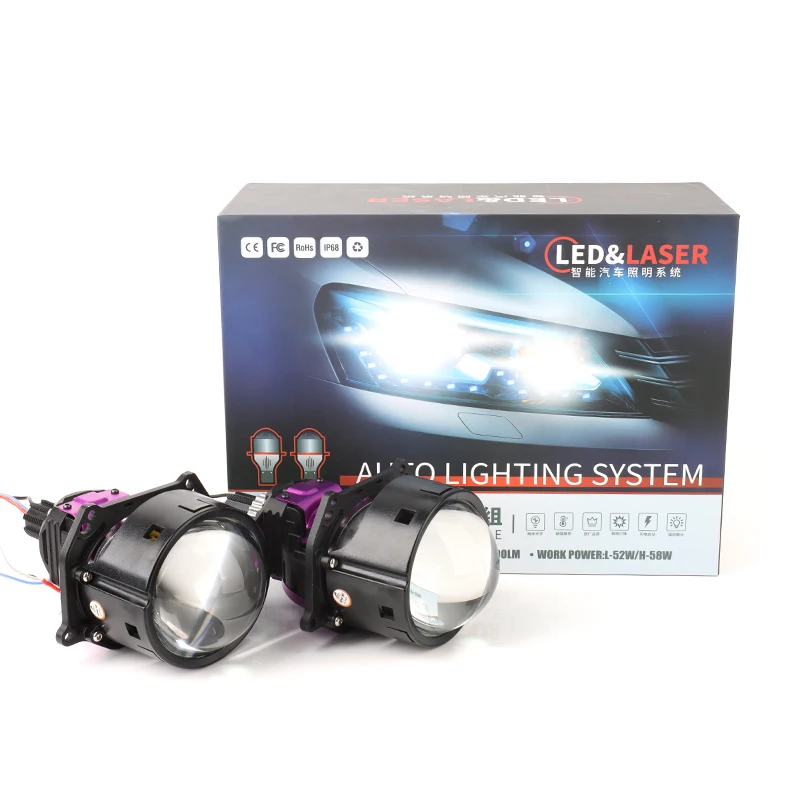 70W 8000LM OEM Colors Lossless Bi Led Projector Lens 3 Inch Bi Led Projector Lens Super Bright Led Headlamp Headlight Kit