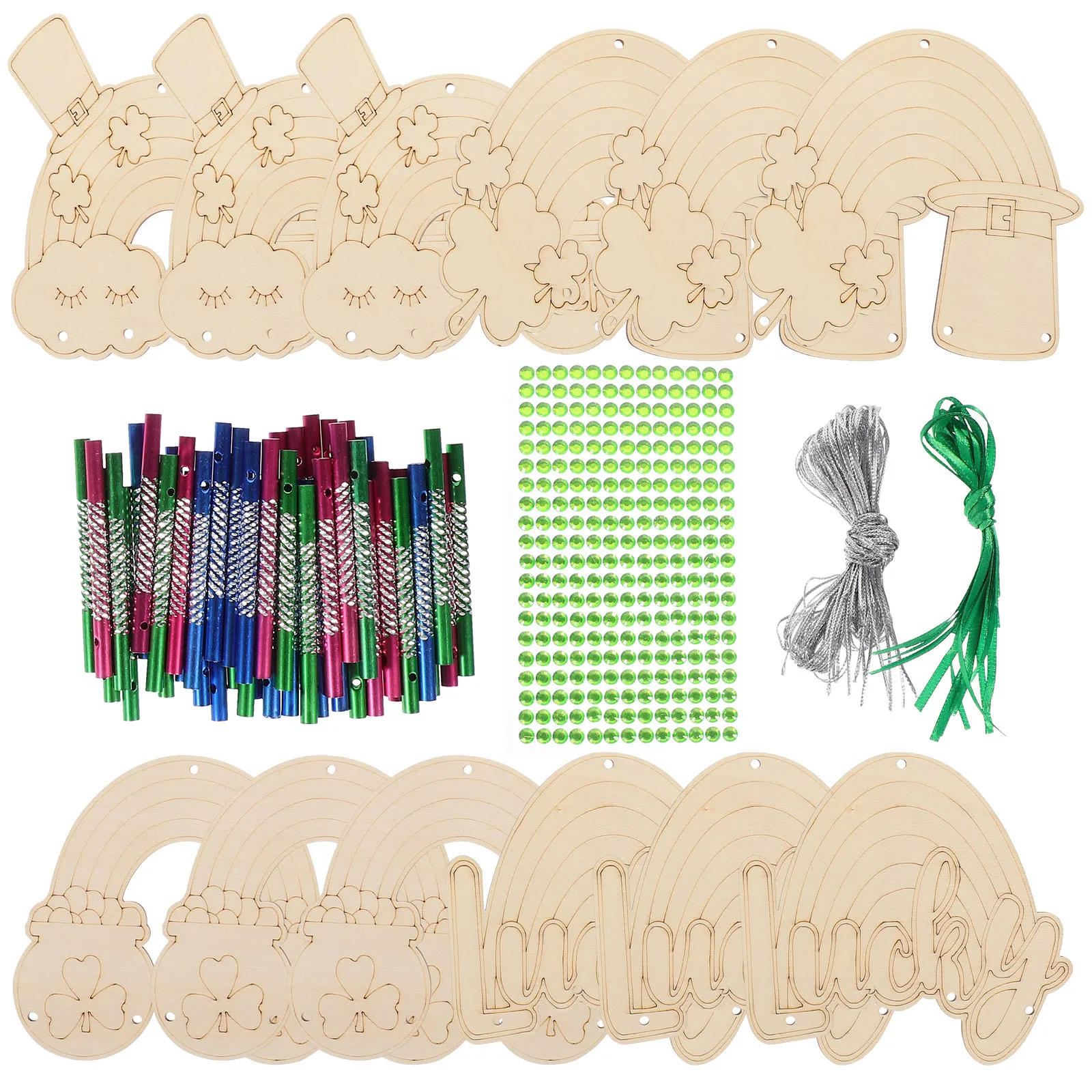 

1Set Wooden Wind Chime Kit Unfinished DIY Spring Garden Hanging Craft Decoration Kids Painting Creative Educational Activity