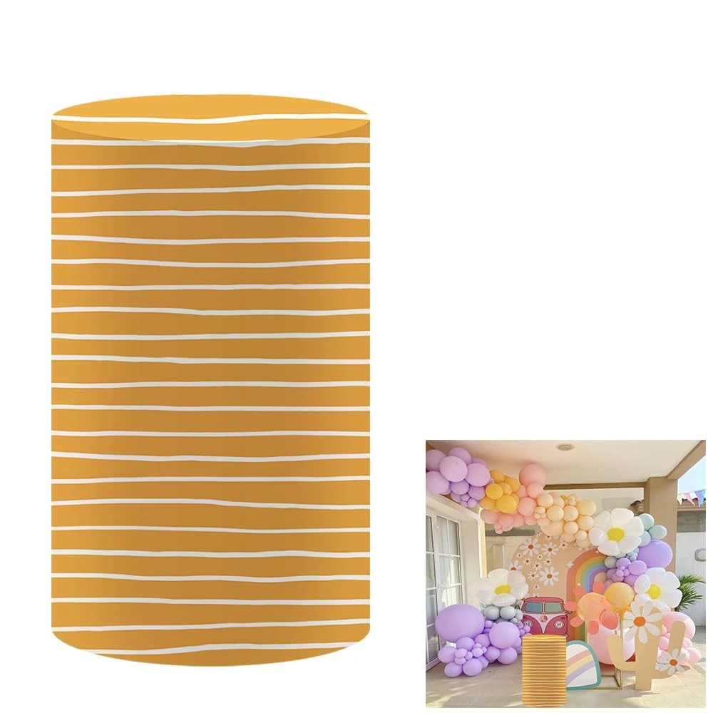 

Spandex Pedestal Covers for Birthday Baby Shower Party Decoration,Groovy Cylinder Pillar Plinth Cover