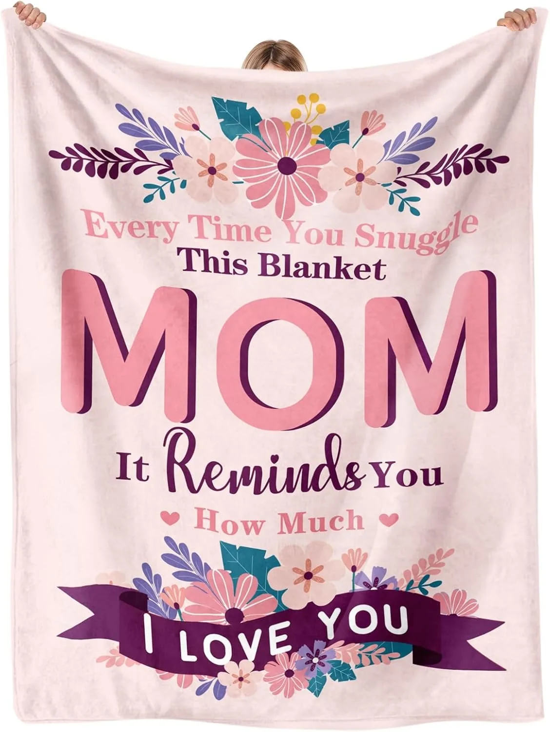 

Mom I Love you idea Gifts from Daughter Son for Mother's Day Birthday Anniversary for Mom Super Soft Flannel Throw thin Blankets