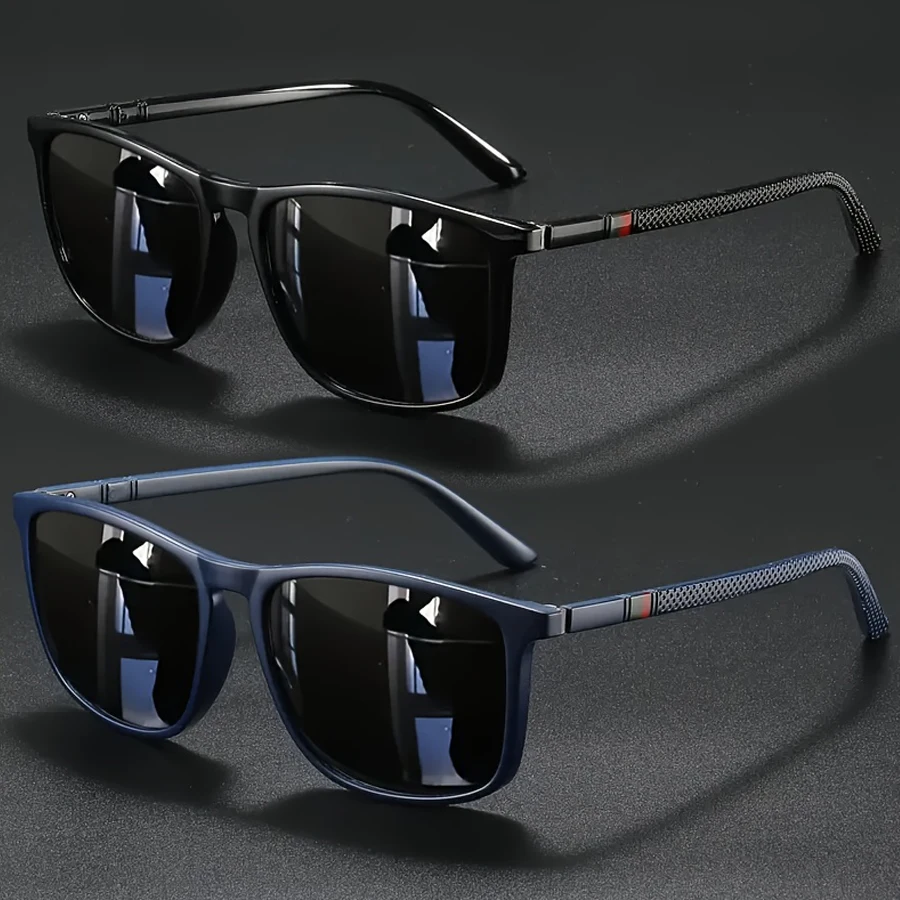 2 Stück Luxuriöse Quadratische Vintage Casual Modische Sonnenbrillen für Männer und Frauen Mode Reise Fahren Angeln Sonnenbrillen Herren Eyewear – Detail 5