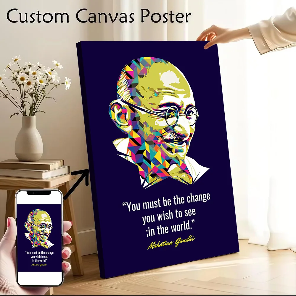 Mahatma Gandhi Quotes Printed Canvas Wall Art Customizable Paintings Poster Perfect Gift for Wand Deko Home Decor Living Room