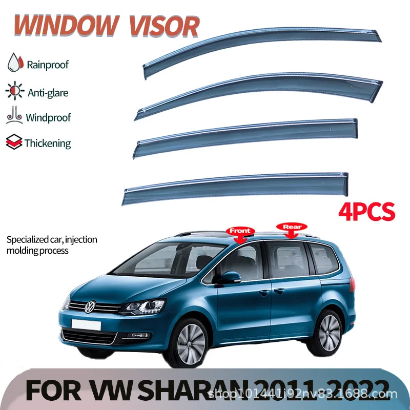 Suitable for VW SHARAN 2011-2022 Window visor Wind & Rain Deflectors No-Drill Design