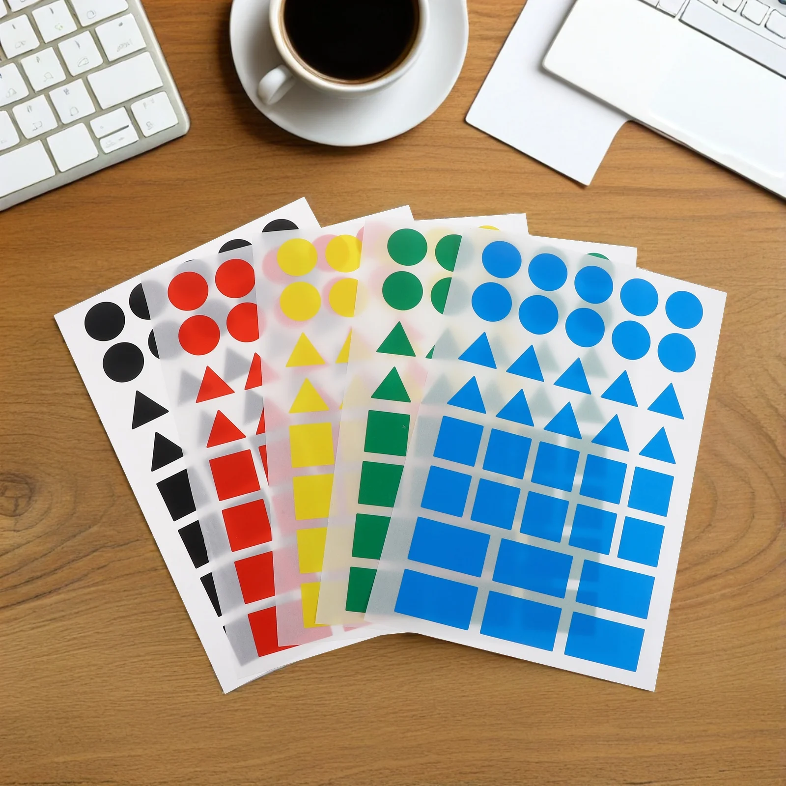 

50 Sheets Color Coding Stickers 4-Shape Assorted For Organizing Labels Storage Bins Moving Boxes Food Containers Preschool