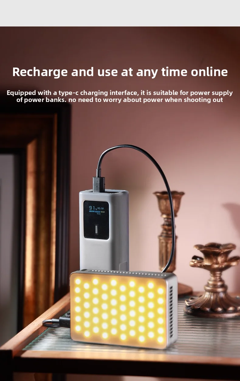 Miaotu 40w portátil mini rgb led luz de vídeo 2700-7000k recarregável luz de estúdio com 8000mah para câmera gravação de vídeo youtube
