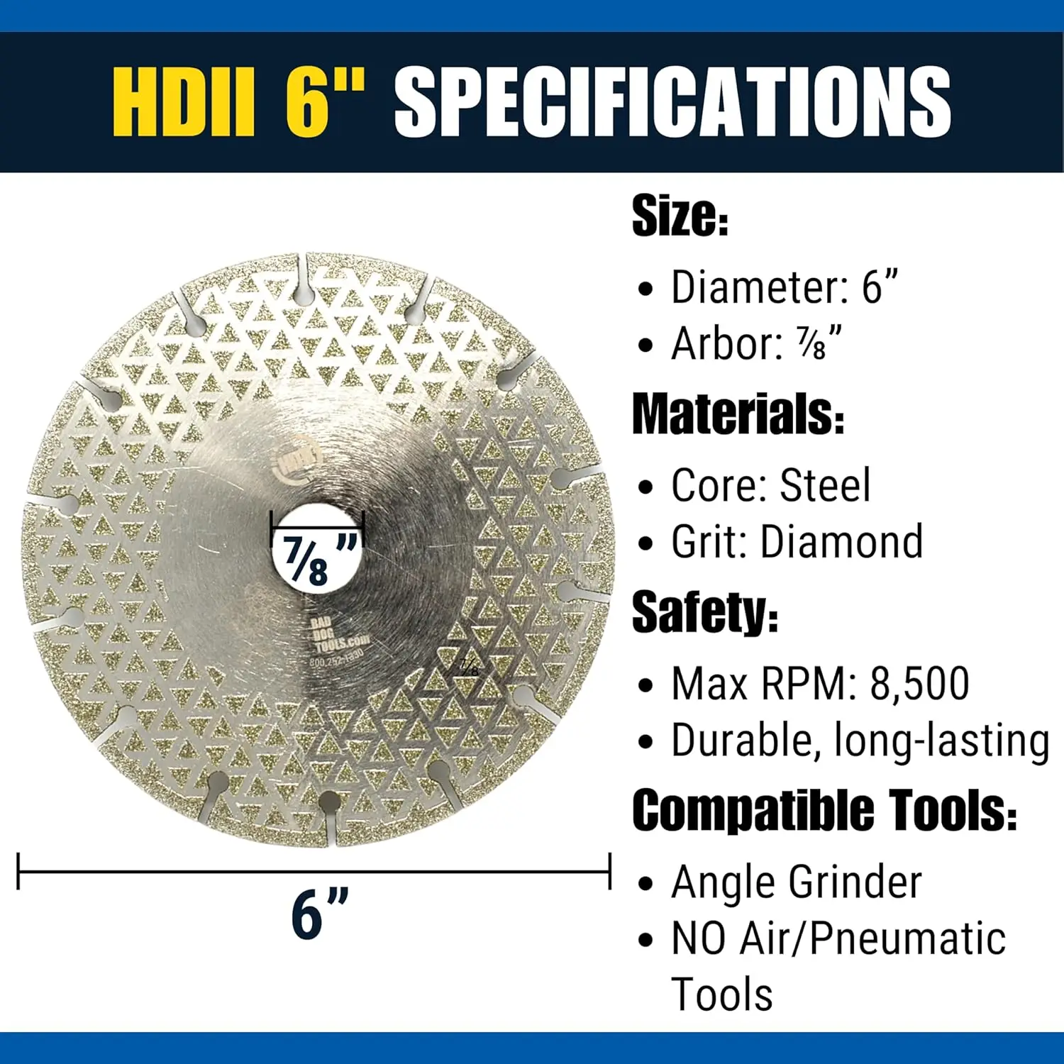 Bad Dog Tools 6” Endless Handi Disk Deux (Hdii) Diamond Wheel For Grinding, Sanding, And Cutting. Use On Iron, Steel, Brass,