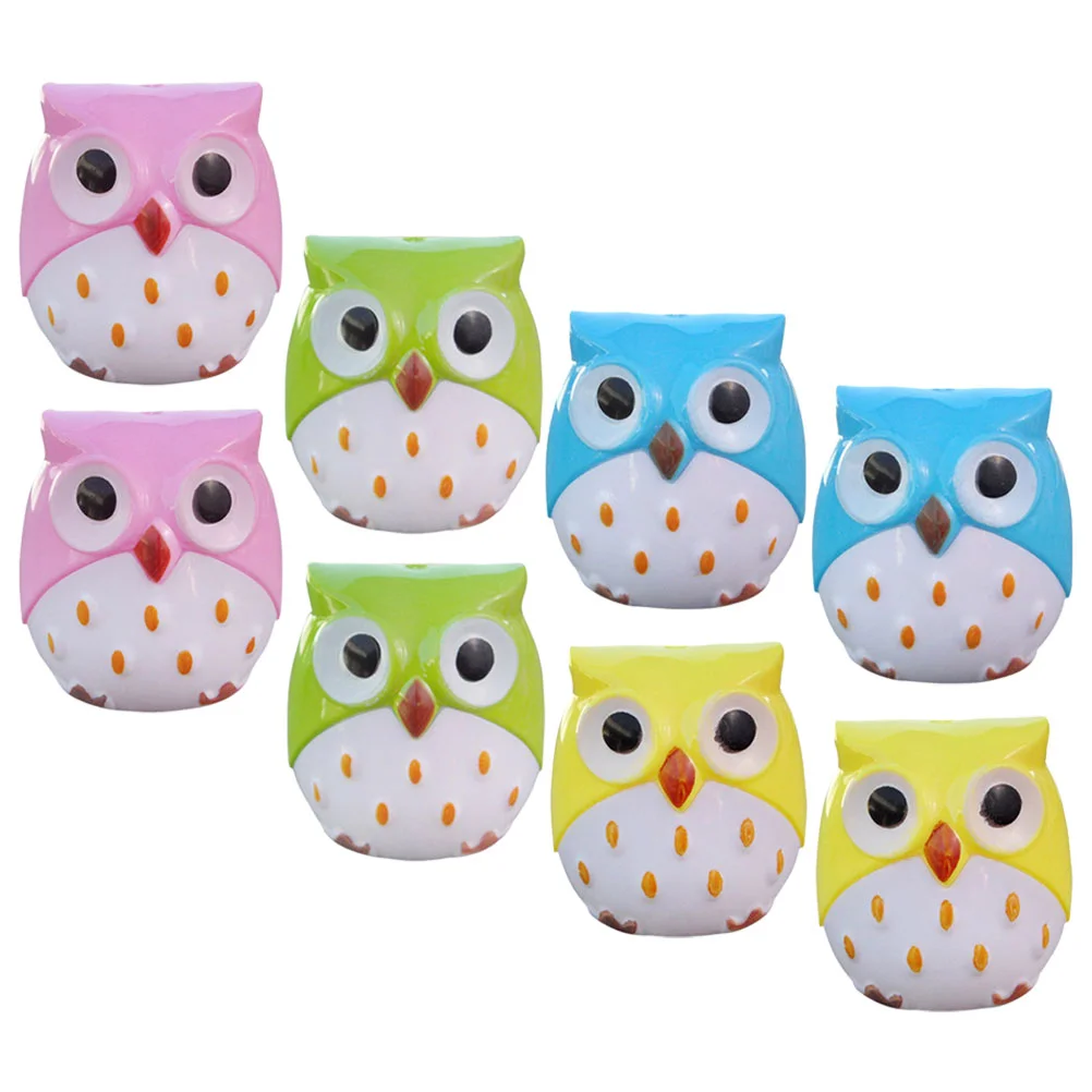 8 Pcs Owl Pencil Sharpener Handheld Sharpeners Manual Lightweight Cartoon Portable Office Plastic Pencils Accessories Student