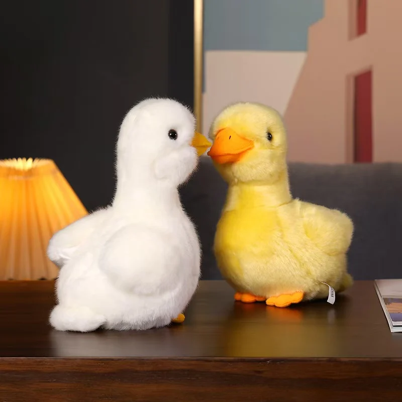 Simulation cartoon duck plush toy cute plush animal white yellow duck plush doll lifelike goose plush child\'s toy girl