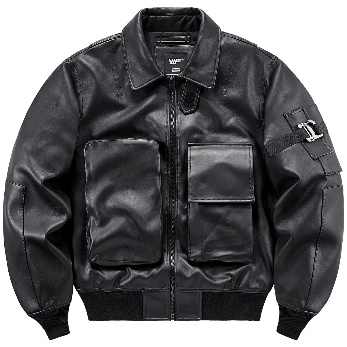 

Мужская кожаная куртка VIP-класса с воротником-стойкой и множеством карманов, функциональная рабочая одежда, стильная осенняя модная мотоциклетная одежда