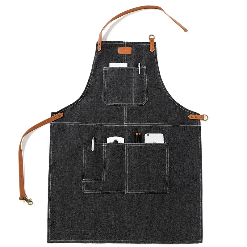 Fashion Europe Cowboy Bartenders Barista Barber Florist Men Women Kitchen Outdoor Barbecue Leather Belt Worker Uniform Apron