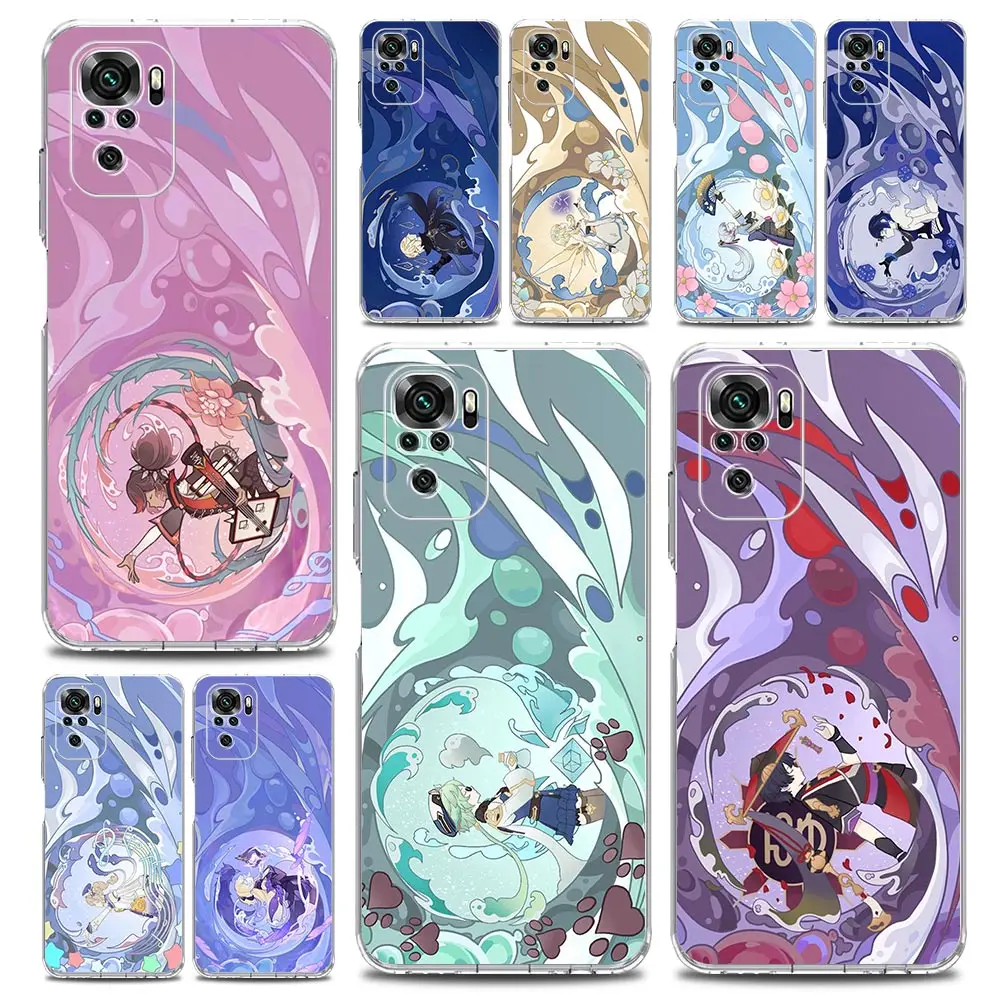 

Genshin Impact Cartoon Logo Clear Phone Case For Xiaomi Redmi Note 12 5G 9S 9 8 10 11 Pro+ 9T 8T 10C 9C 9A 7 Pro Soft Back Cover