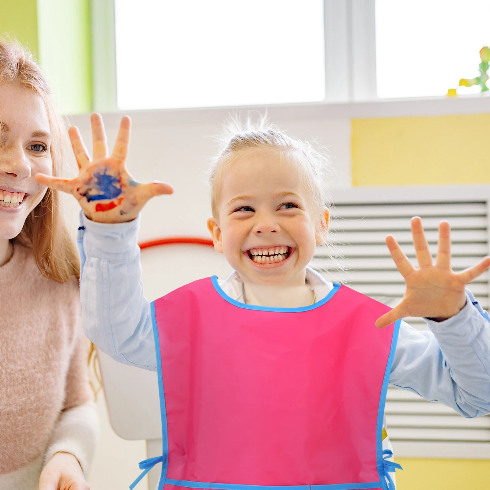 

4pcs Kids Smocks Children Painting Apron Waterproof Toddler Art Smock Adjustable Bright Color Fast Drying Soiling Resistant