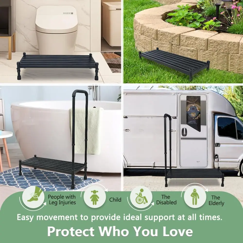 Medical Bedside Step Stool com alça, Heavy Duty Metal Step Stool, Handicap para Get Over para camas altas Adultos