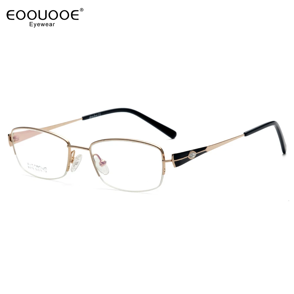 

Women Fashion Diamond Design Eyeglasse Pure Titanium Glasses Frame Myopia Hyperopia Eyewear Medical Prescription Spectacle