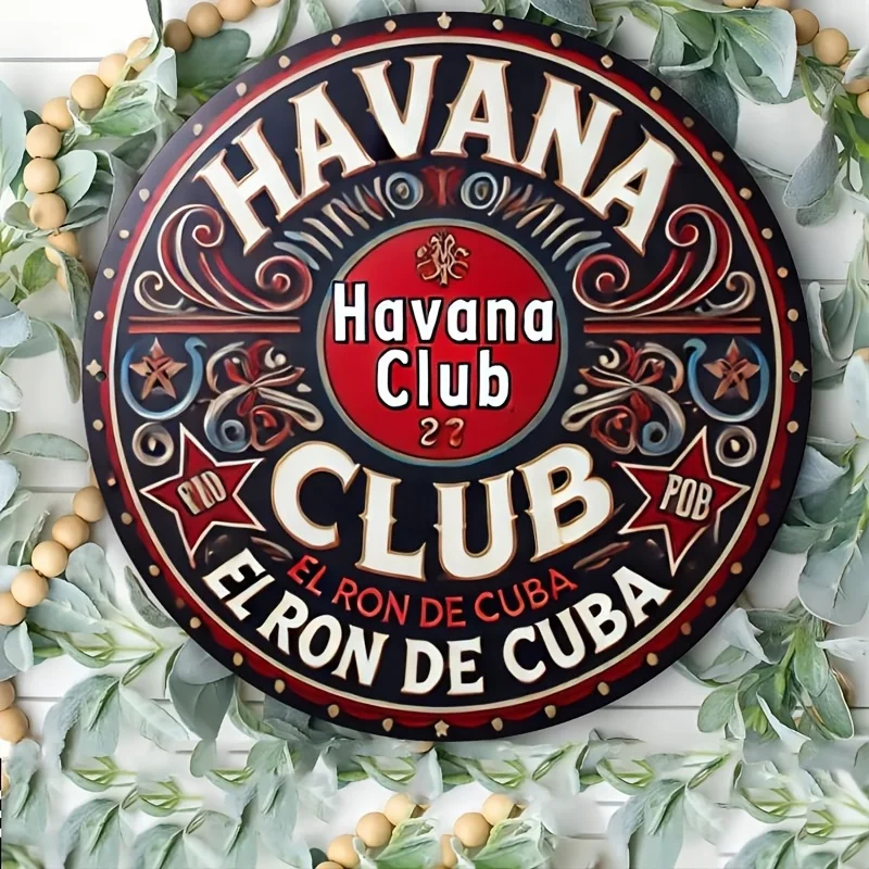 [JIT] قطعة واحدة (20*20 سم/ 8* 8 بوصة) نادي هافانا- لافتات ألومنيوم قديمة-لافتات زخرفية ولوحات- لافتة مثبتة على الحائط، ديكو متعدد الاستخدامات