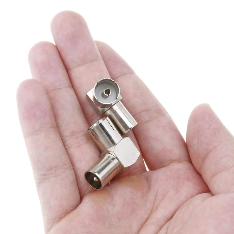 هوائي التلفزيون الجوي الزاوية اليمنى قابس مهايئ إلى المقبس F أنثى إلى قابس ذكر التلفزيون