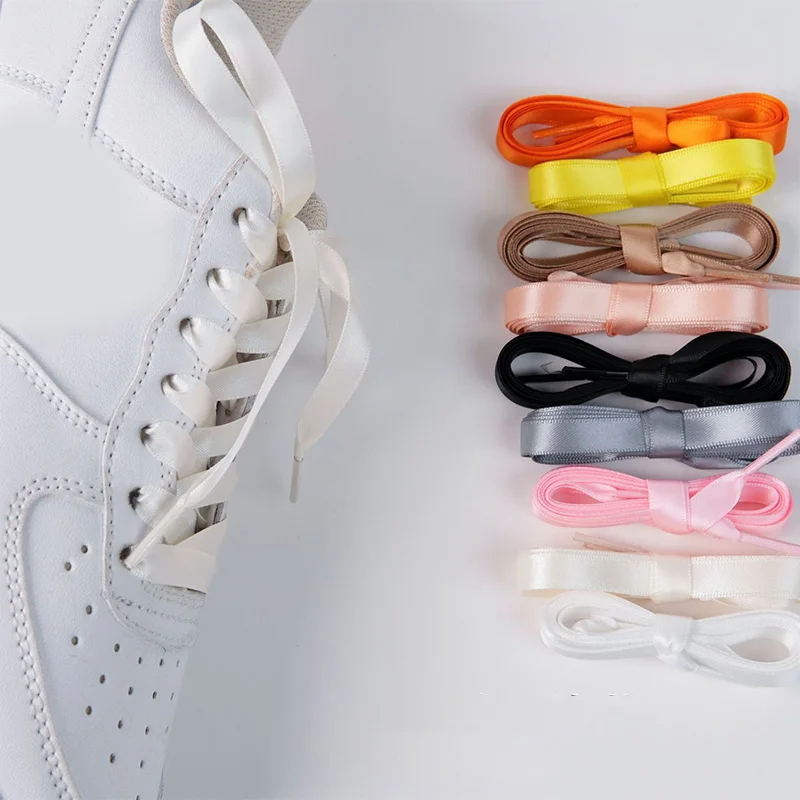 

Luxury Satin Silk Ribbon Shoelaces Sneaker Kid Adult Casual Shoes Lace Canvas Shoestring 1CM Width 80/100/120/150CM Accessories