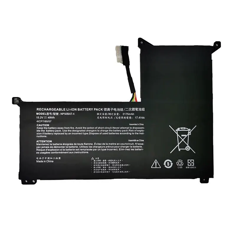 

NP50BAT-4 Laptop Battery for Clevo NP50DE for Machenike F117-7 for Schenker XMG Focus 16 for Thunderobot 911M-107508G 15.2V 49Wh