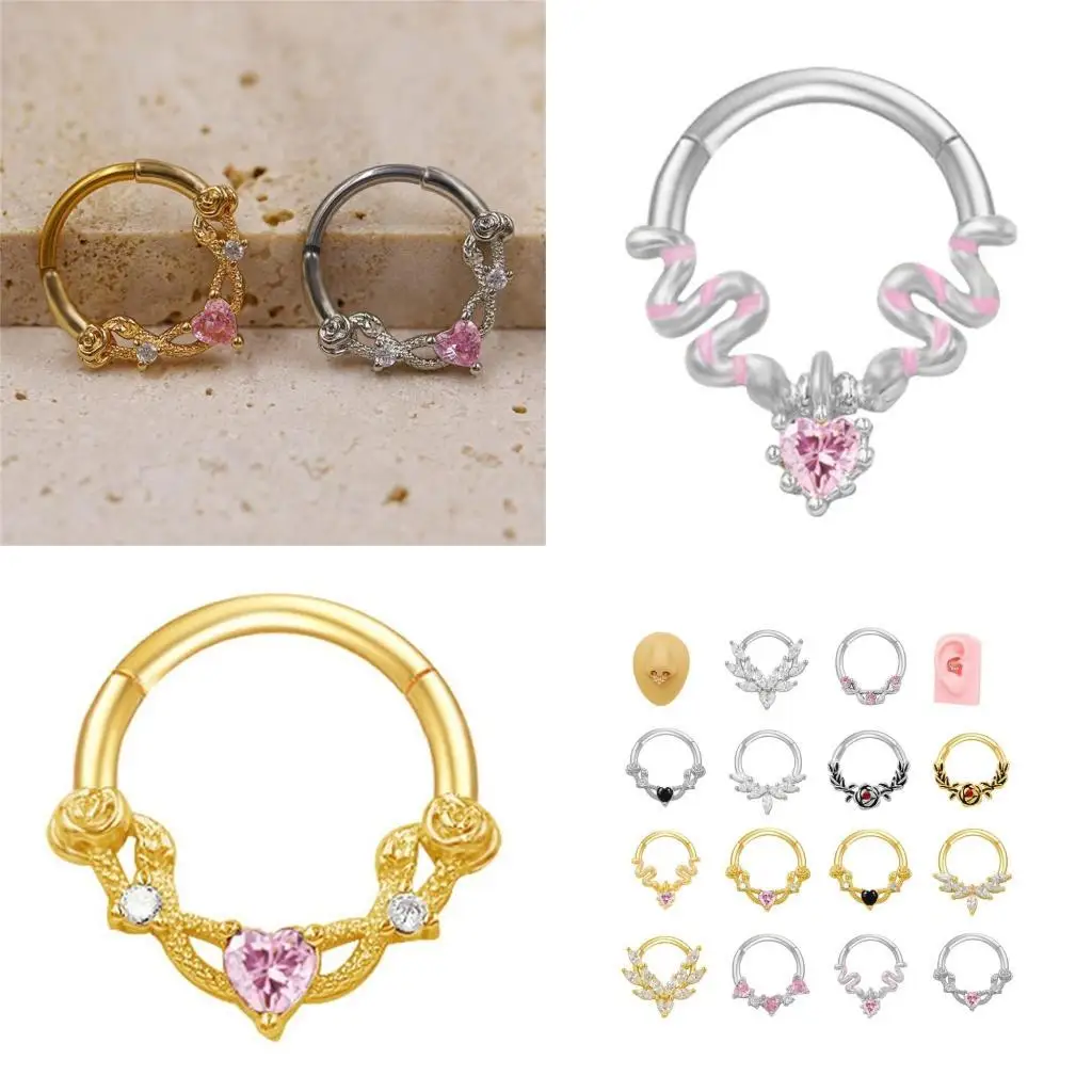

31BB Crystal Nose Ring Septum Jewelry Stainless Steel Ear Cartilage Piercing