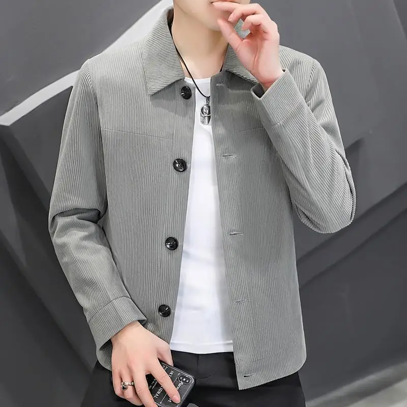 Autumn and Winter New Fashion Versatile Korean Edition Polo Neckless Jacket M-4XL Coat Men's Top