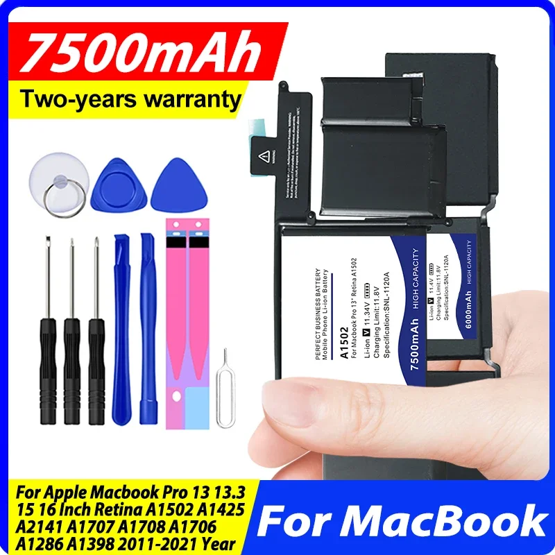 

A1820 A2485 Battery For Macbook Pro 13 13.3 15 16 Inch Retina A1502 A1425 A2141 A1707 A1708 A1706 A1398 2011-2021 Year