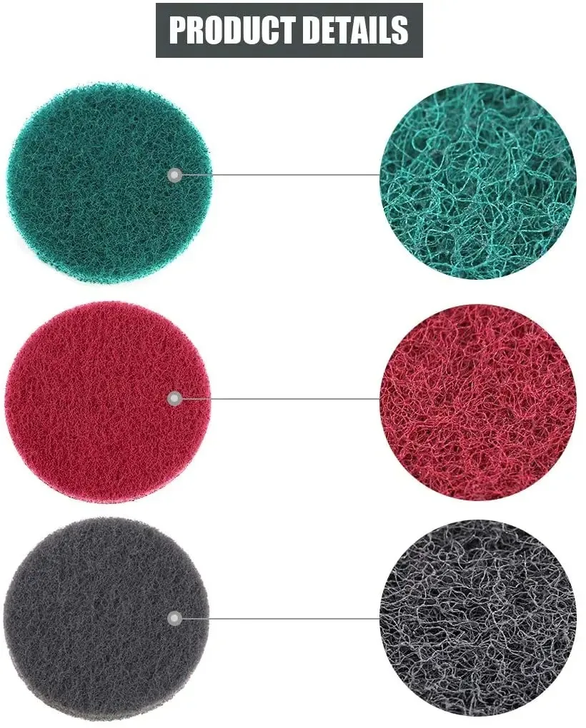 15 Pcs 5  Inch Scouring Pad & Polishing Pad Set: 240/400/1000 Grit Self Adhesive Discs for Industrial Heavy Duty Nylon Cleaning