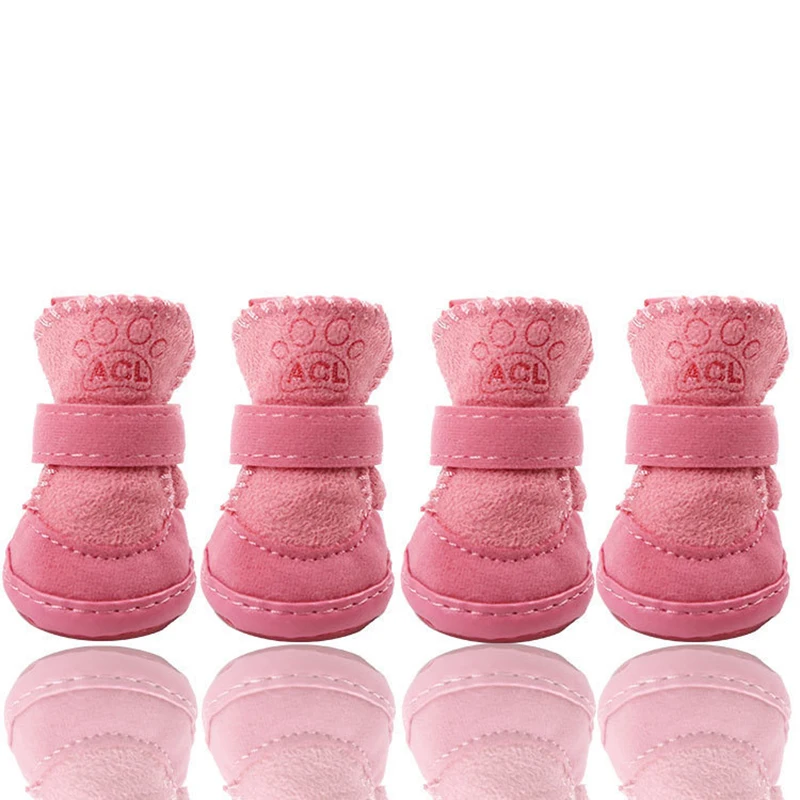 4 Stks/set Honden Schoenen Winter Warme Schoenen Voor Kleine Middelgrote Honden Anti-Slip Puppy Regenlaarzen Schoenen Kat Hond Wandelen Sneakers