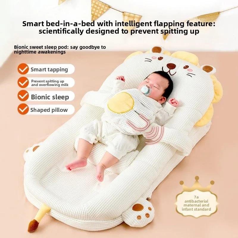 Crib Bed in Bed for Newborn Foldable Multifunctional Portable Removable Neonatal Pressure-Resistant Infant Sleeping Bed