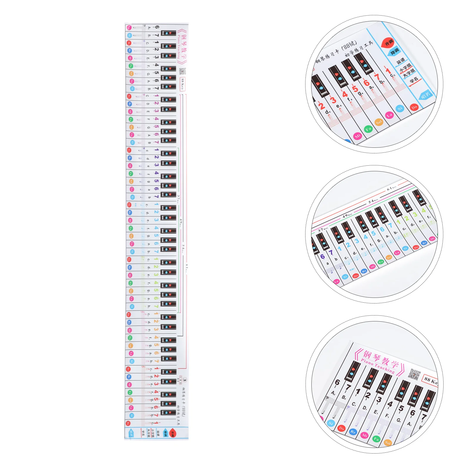 Portable Handroll Practice Paper Keyboards Piano Aid Chart Card 88 Simulation