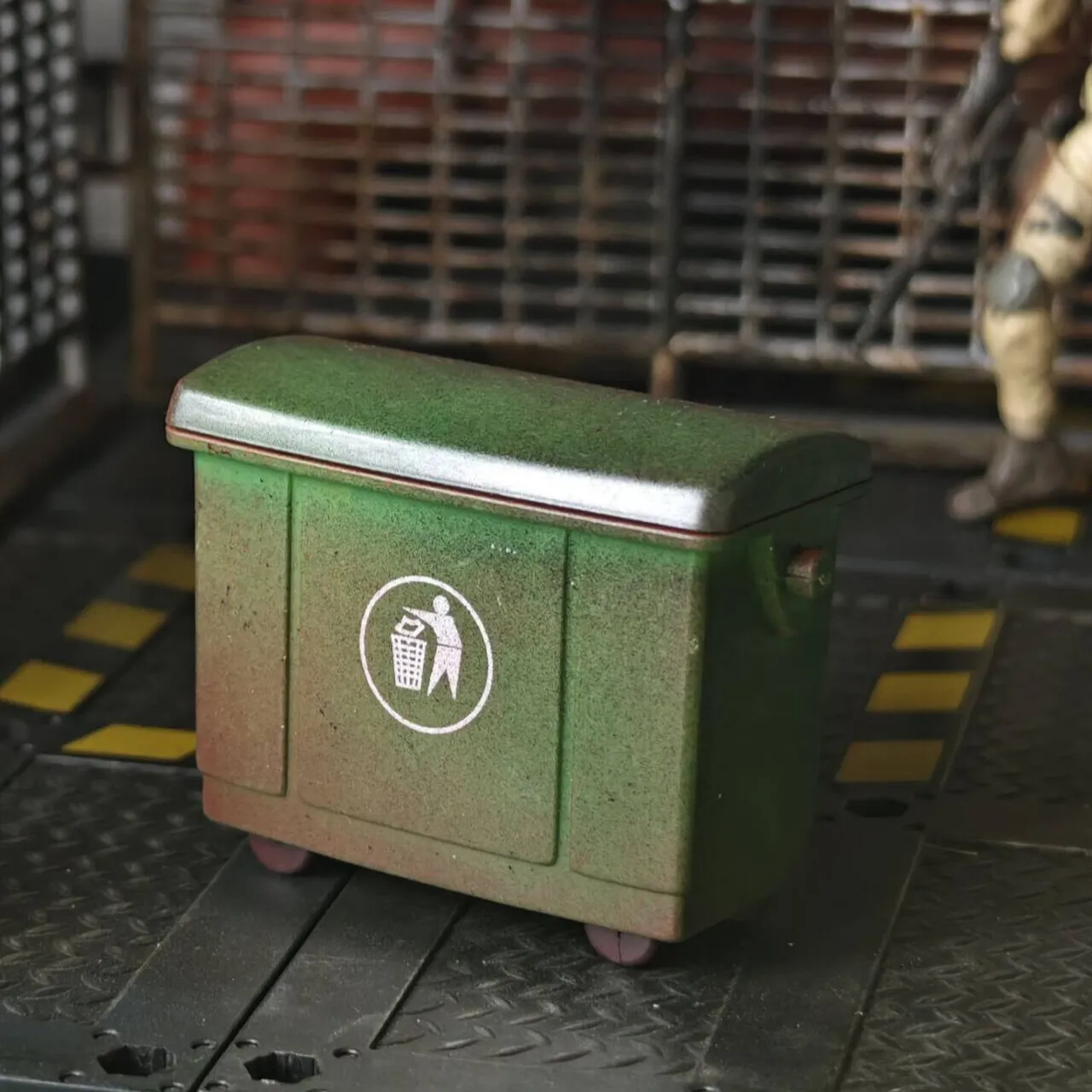 Diorama-modelo de cubo de basura, modelo de contenedor de saneamiento antiguo, juego de guerra, accesorios de escena de garaje, modelo