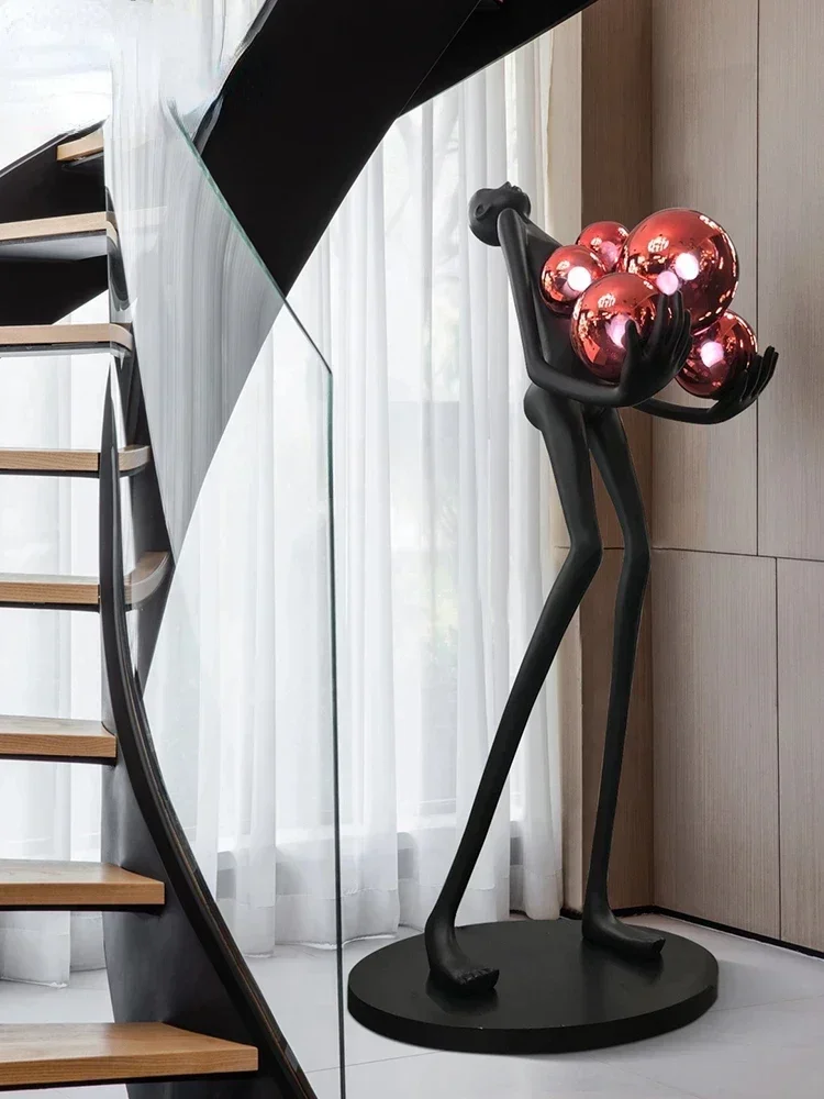 LBX Humanoid Statue Sculpture Floor Lamp Long Arm Ball Exhibition Hall Hotel Sales Office Decoration Floor Lamp