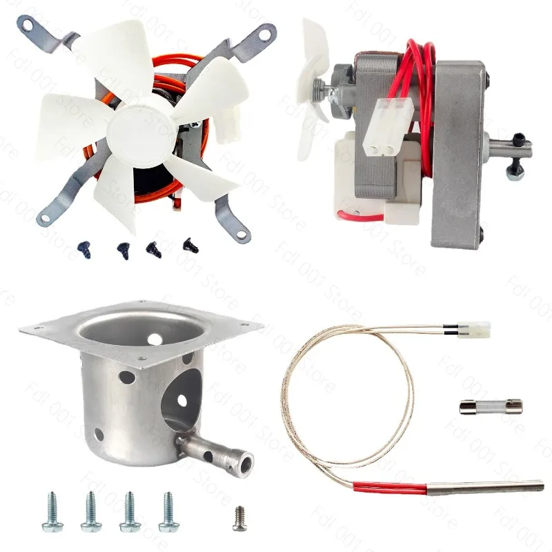 Pellet Grill Replacement Parts Kit: 120V 1.6RPM Motor, Fan, Ignition Rod & Fire Pot, 4-in-1 Repair Set for Smoker