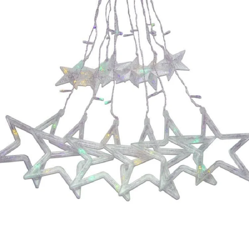 2.5M 138 LED Moon Star Fairy Lights Christmas Star String Light Garland LED Curtain For Wedding Home Party Birthday Decoration