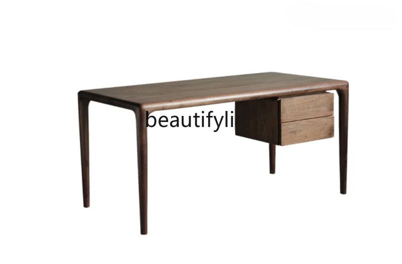 

Black walnut desk All solid wood writing desk Modern simple office writing desk Study home