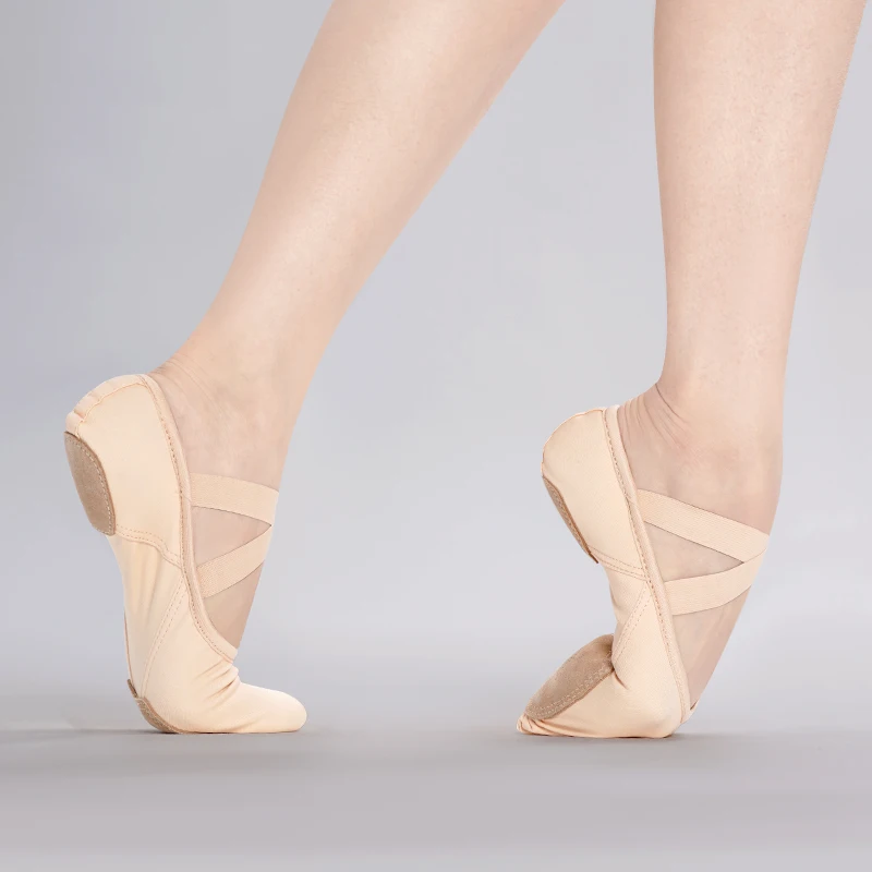 Ivoogle الفتيات النساء ممارسة أحذية الرقص سحابة لينة الباليه النعال نسيج مرن الجمباز أحذية الأطفال أحذية الباليه