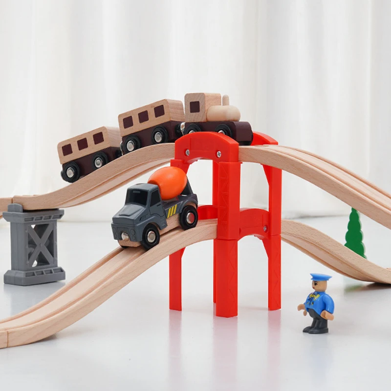 All Kinds of Plastic Bridge Piers Wooden Train Track Accessories Fit For All Brands Wooden Tracks Railway Toys For Children
