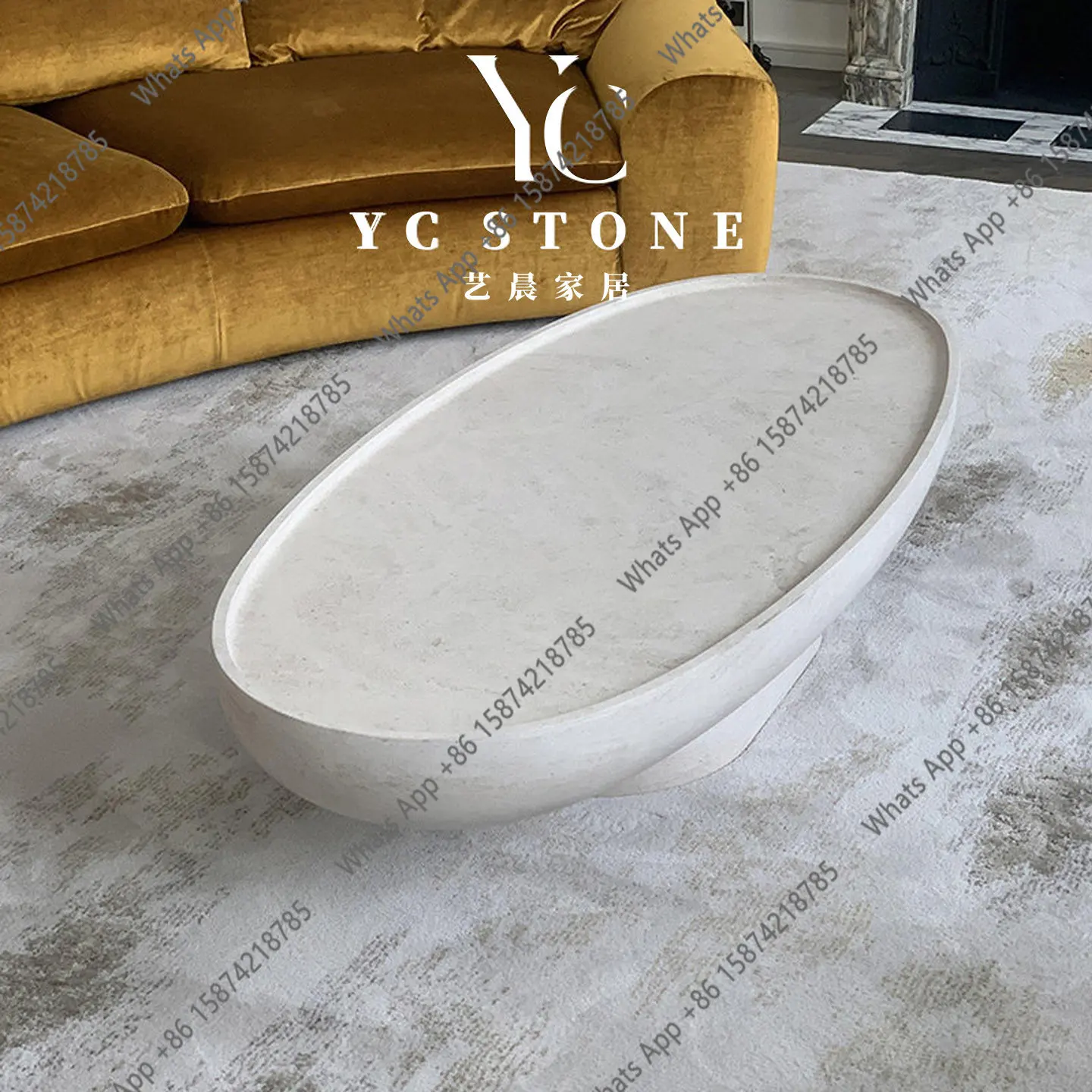 New natural travertine coffee table designer model room large square living room coffee table