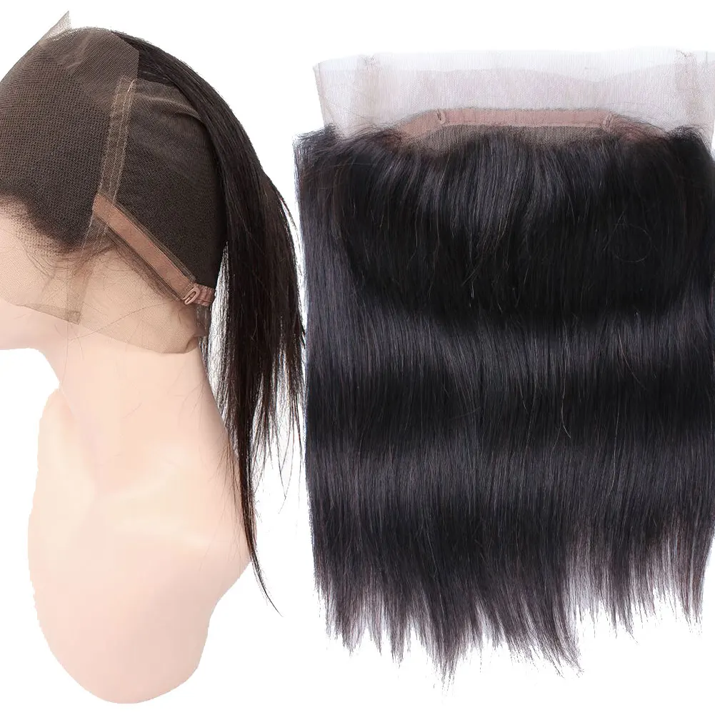 Perruque Lace Closure Wig brésilienne naturelle-Sophia, cheveux vierges lisses, pre-plucked, lace closure transparente, densité 360