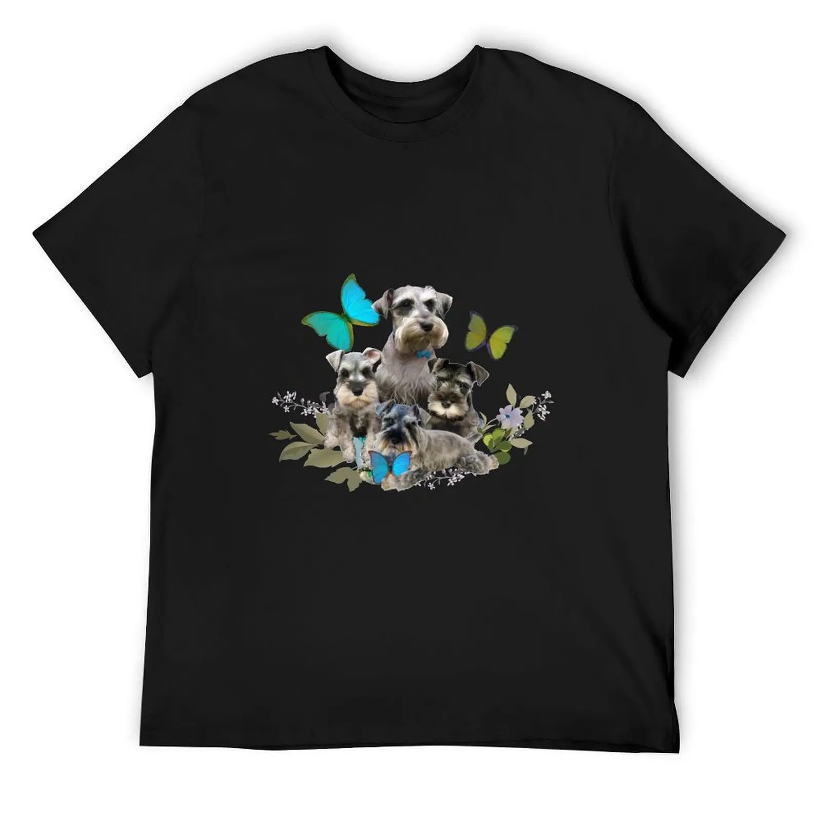 Miniature Schnauzer Puppies And Butterflies Friskybizpet Designs T-Shirt vintage tops plain black t shirts men