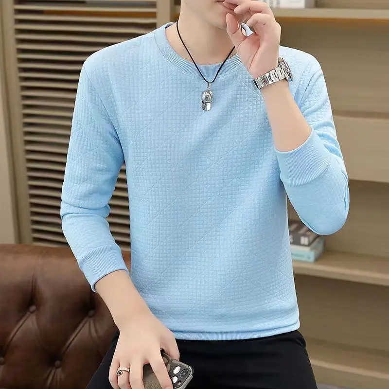 Fashion O-Neck Casual Solid Color Sweatshirts Mens Clothing 2023 Autumn Winter Loose Korean Pullovers Tops All-match Sweatshirts