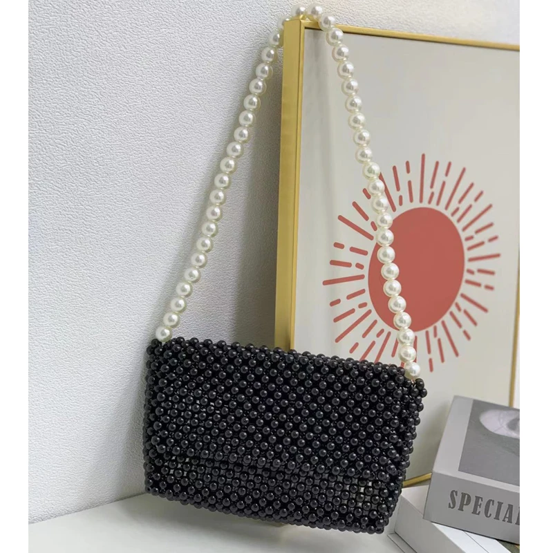 Large Pearl Shoulder Bag Flip Bead Shoulder Bags Summer Woven Pearl Handmade Bead Bag Can Be Customized Color One Drop Shipping