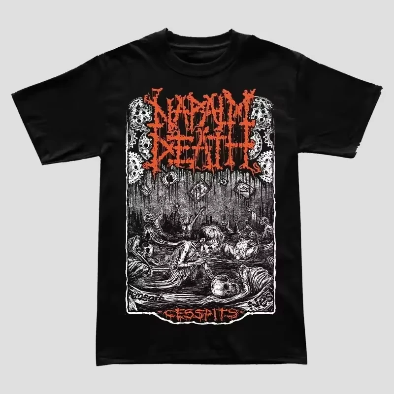 2025new Napalm Death Grinding Heavy Metal camiseta hombres y mujeres con el mismo algodón puro cuello redondo ropa informal estilo Hip-hop Top