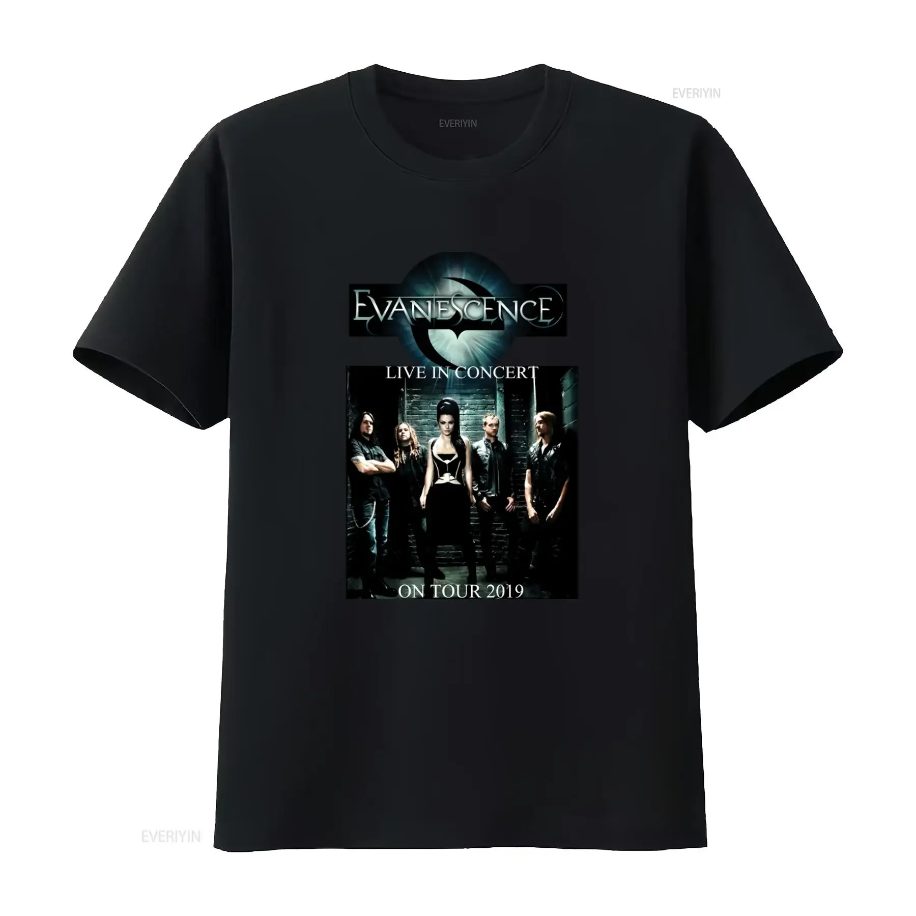 2019 Evanescence Live In Concert Tour Limited T-Shirt mit Rockband-Print, Vintage-Stil, gewaschen, stilvoll, für Herren, mit Grafik, Stretch, lässig