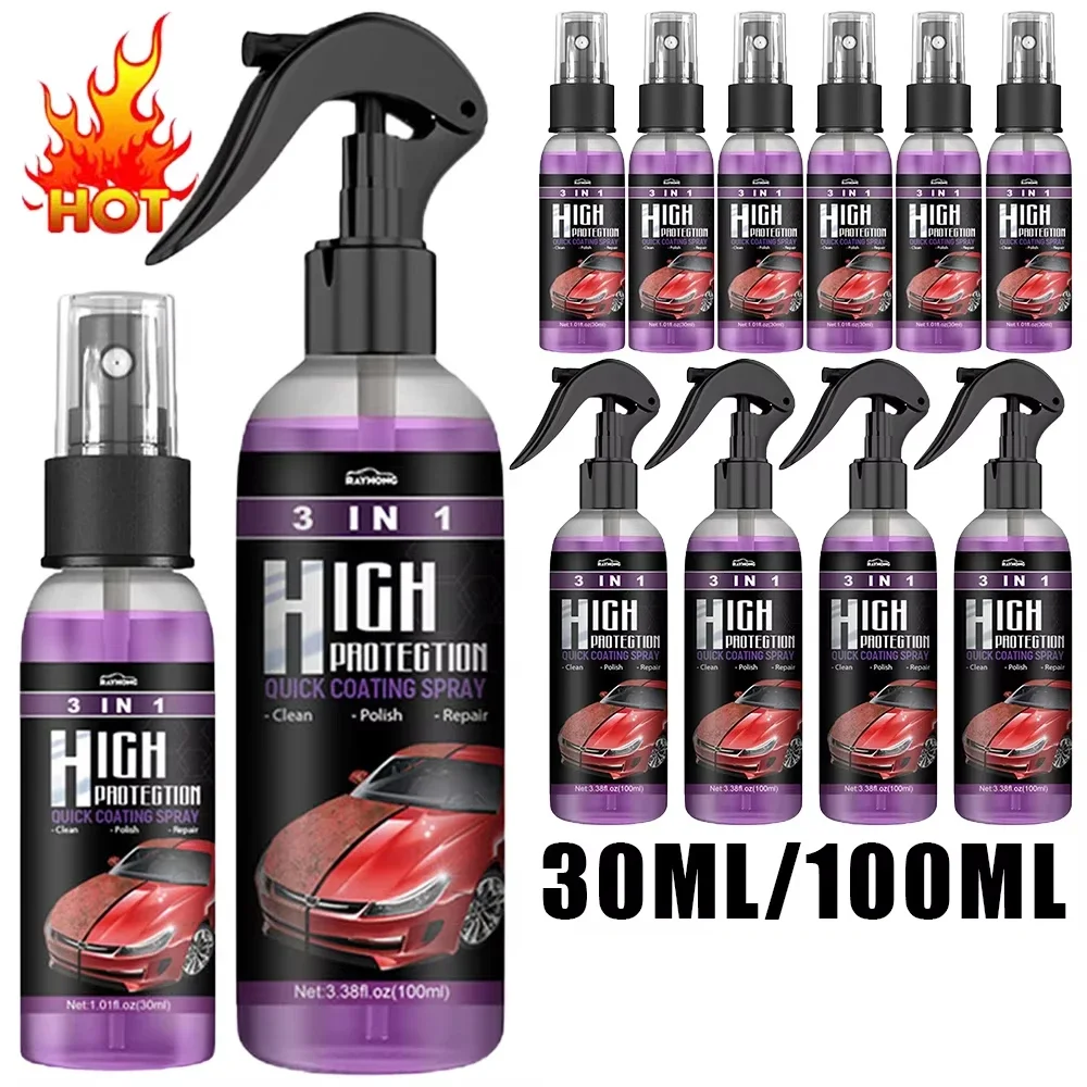 3 In 1 Car Ceramic Coating Spray Car Scratch Remover High Protection 30ml/100ml Nano Car Cleaning Spraying Polishing Wash Amagi