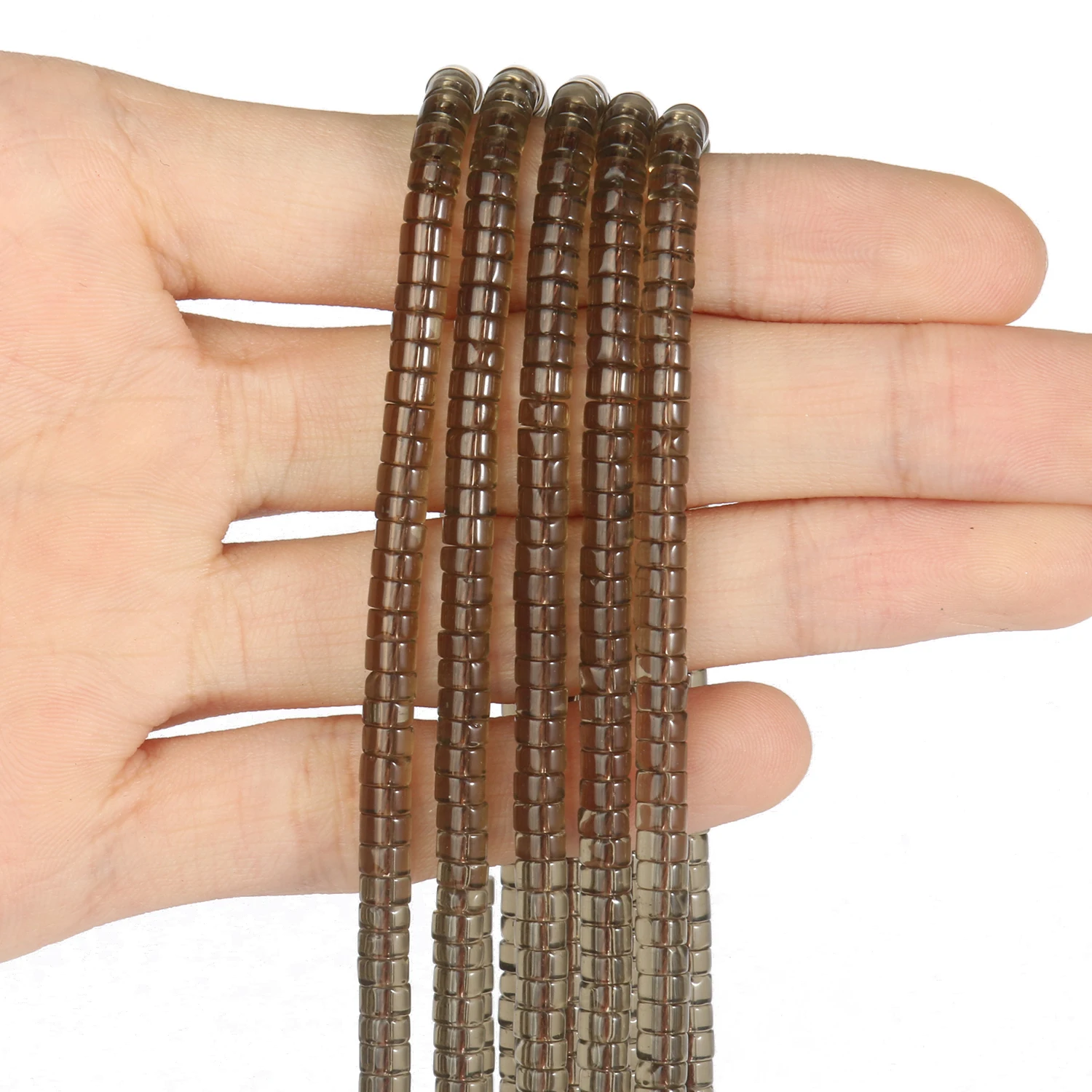 DIY Loose Beads 4x2mm Natural Smoky Quartz Beads Flat Round Disc Shape Beads For Jewelry Making Handmade Material Wholesale
